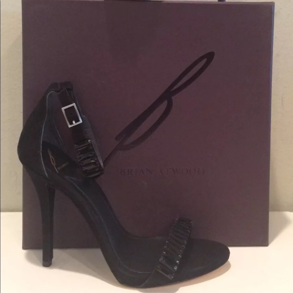 B BRIAN ATWOOD CIARA SUEDE STONES SANDAL STILETTO - Picture 6 of 12